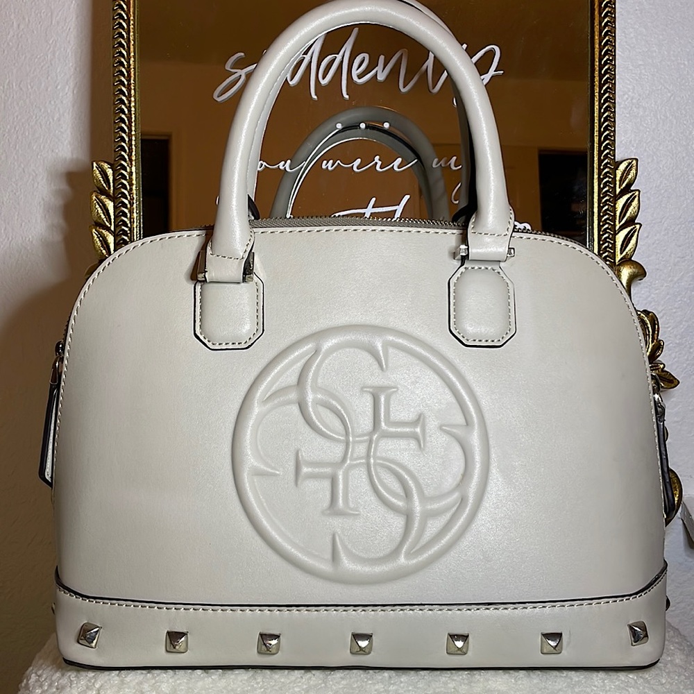 GUESS Grey Faux Leather Crossbody Bag with Removable Straps